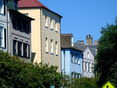 Historic Rainbow Row in Downtown Charleston, SC.